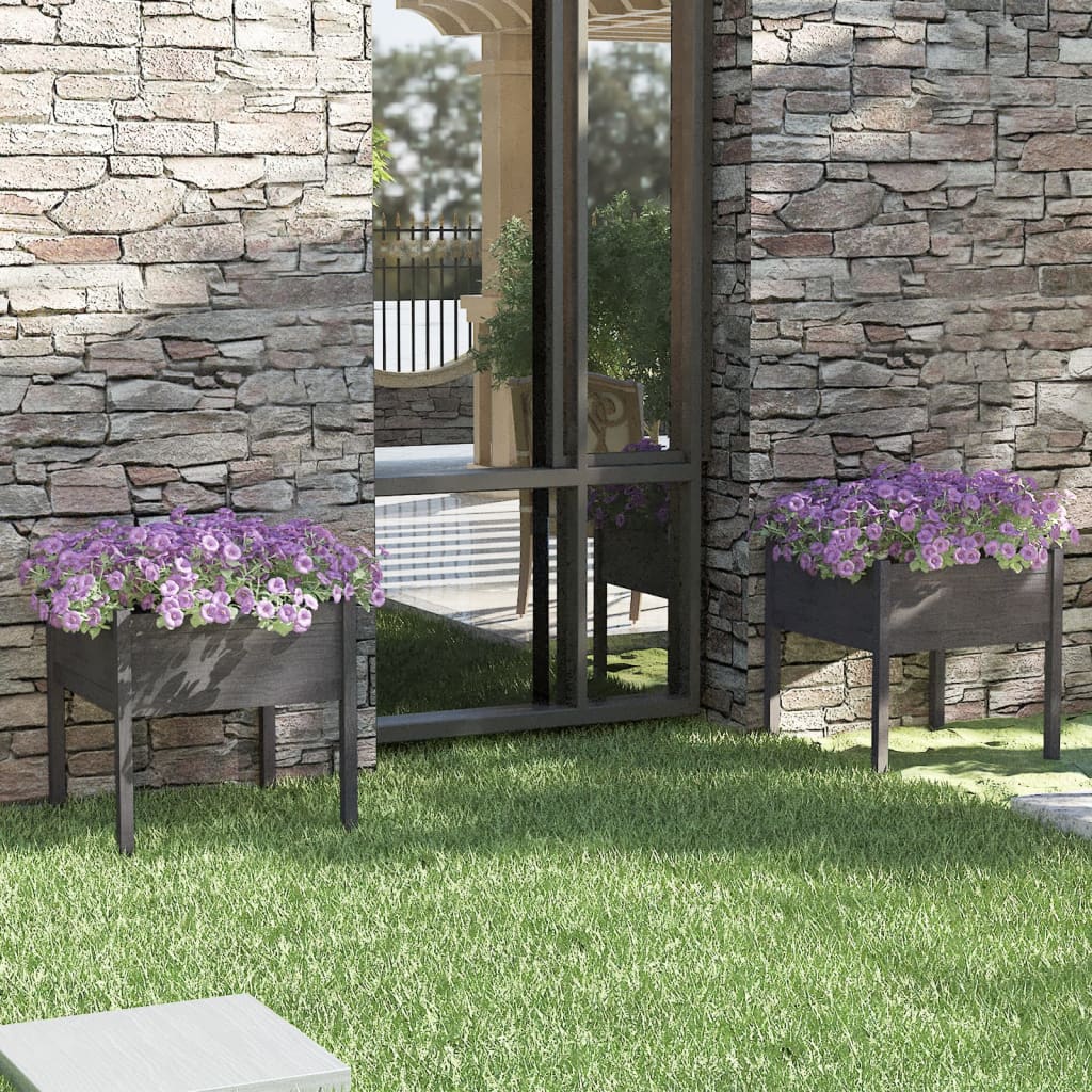 Jardineras 2 Uds Madera Maciza De Pino 70X70X70 Cm