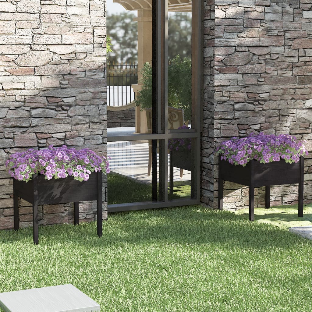 Jardineras 2 Uds Madera Maciza De Pino 70X70X70 Cm