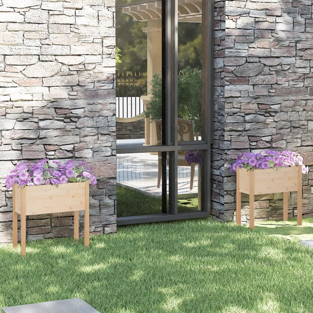 Jardineras 2 Uds Madera Maciza De Pino 70X31X70 Cm