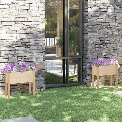 Jardineras 2 Uds Madera Maciza De Pino 70X31X70 Cm