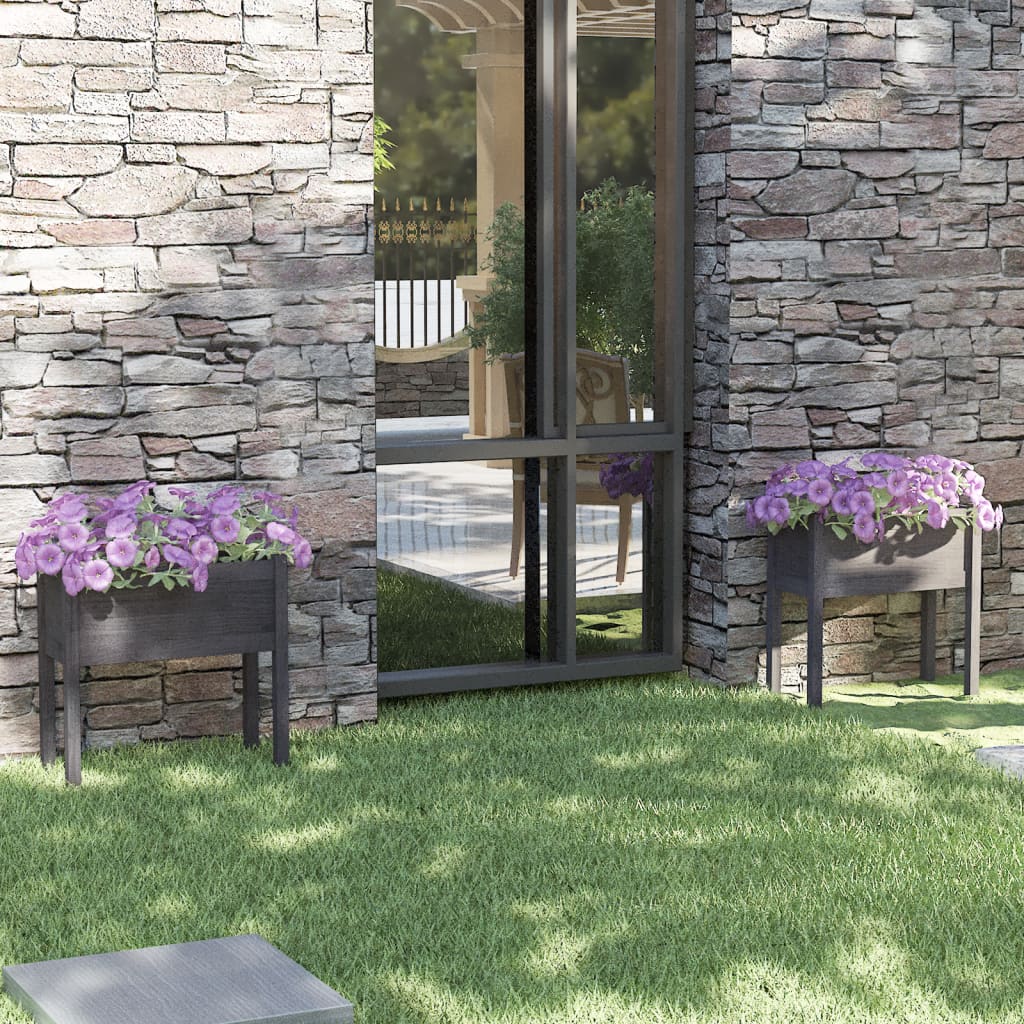 Jardineras 2 Uds Madera Maciza De Pino 70X31X70 Cm
