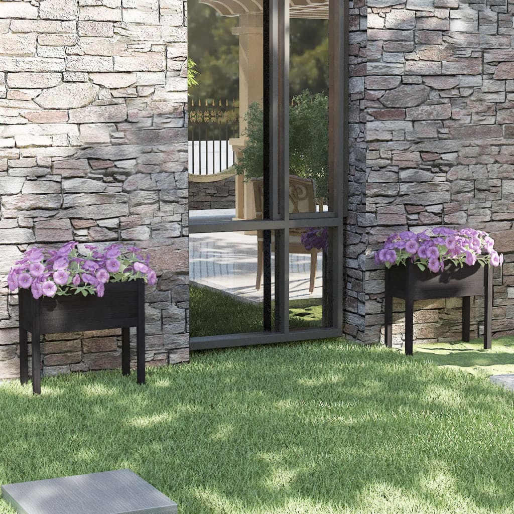 Jardineras 2 Uds Madera Maciza De Pino 70X31X70 Cm