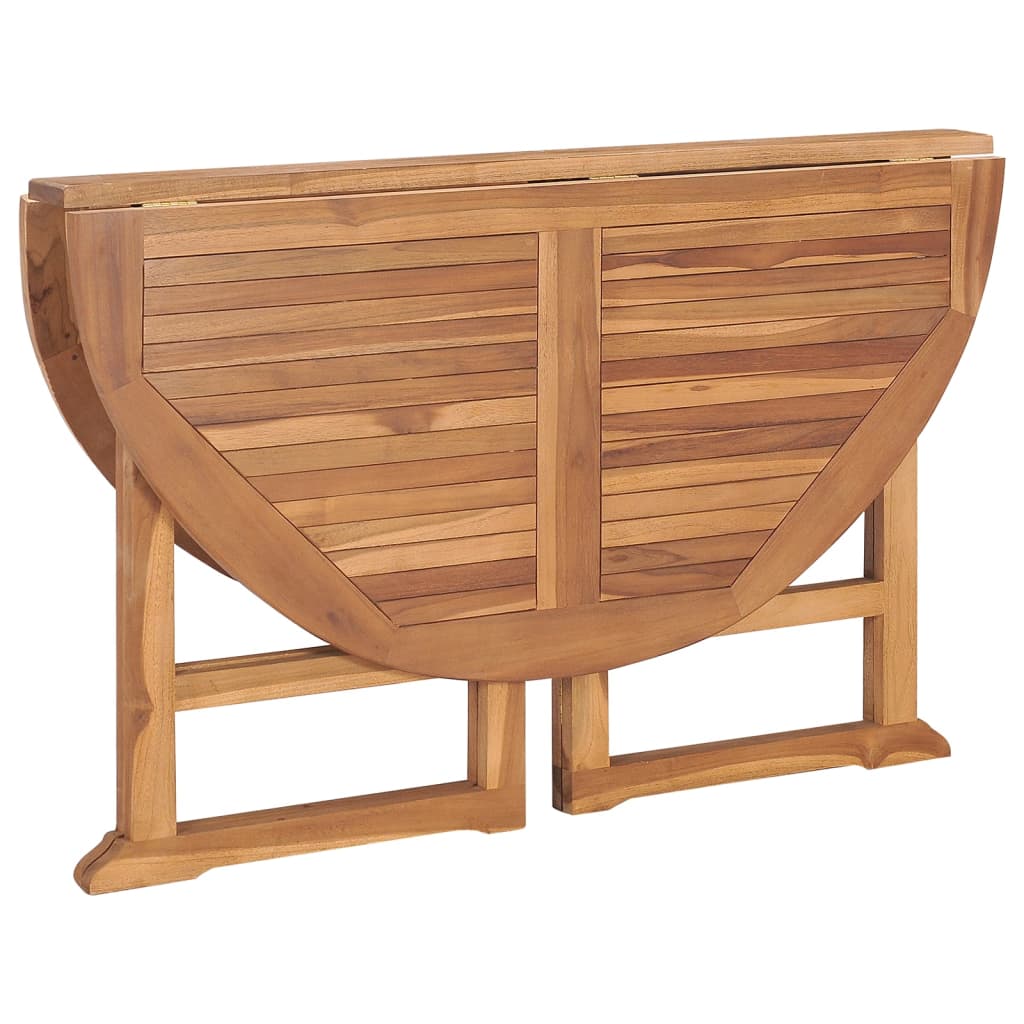 Mesa De Comedor De Jardín Plegable Teca Maciza Ø110X75 Cm