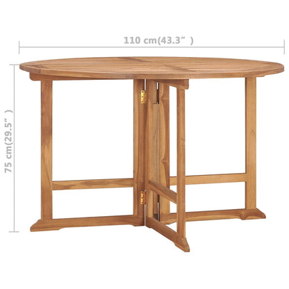 Mesa De Comedor De Jardín Plegable Teca Maciza Ø110X75 Cm