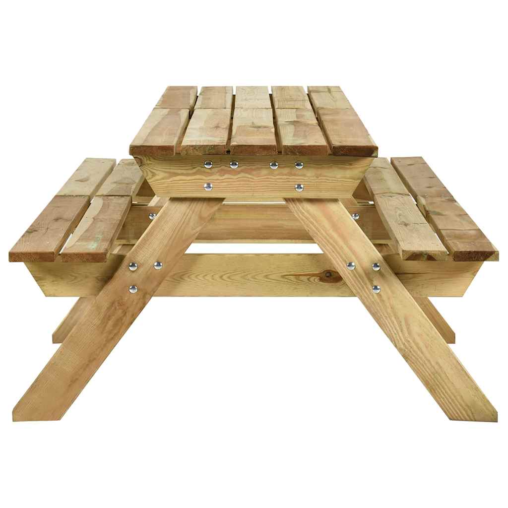 Mesa De Pícnic Con Bancos Madera Pino Impregnada