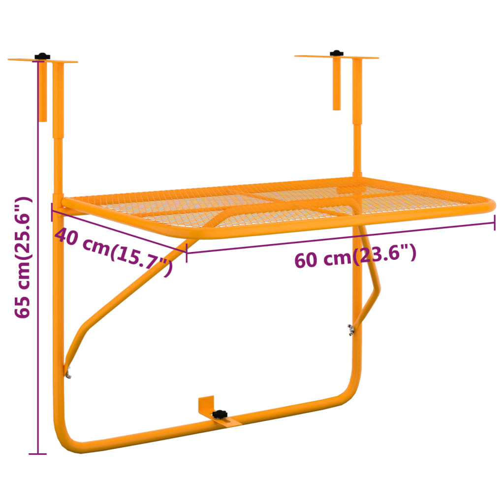 Mesa De Balcón Acero 60X40 Cm