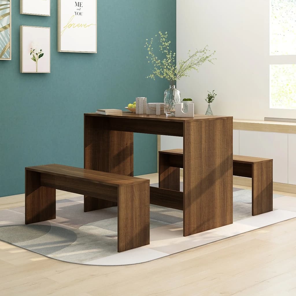Juego De Comedor 3 Piezas Madera Contrachapada