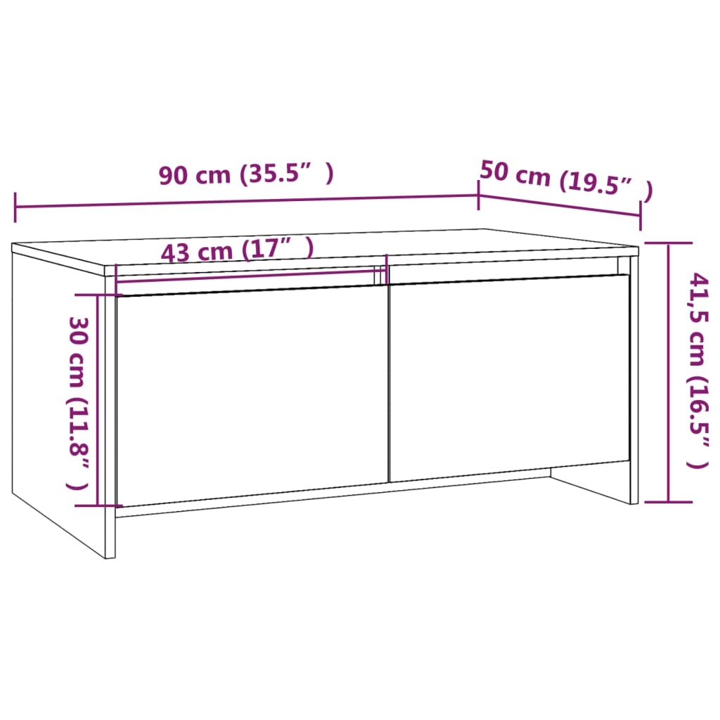 Mesa De Centro Madera De Ingeniería 90X50X41,5 Cm