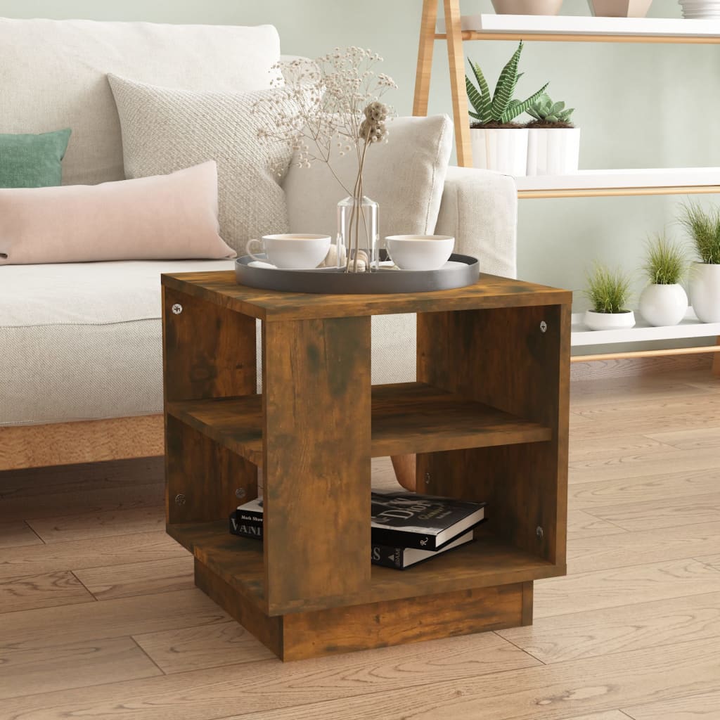 Mesa De Centro Madera Ingeniería Madera Envejecida 55X55X42 Cm
