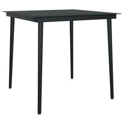 Mesa De Comedor De Jardín Acero Y Vidrio Negra