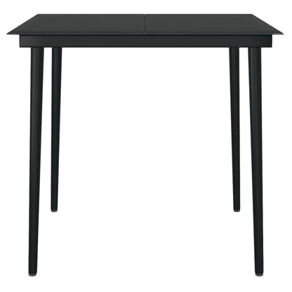 Mesa De Comedor De Jardín Acero Y Vidrio Negra