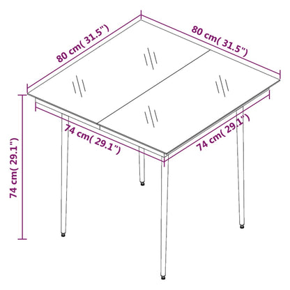 Mesa De Comedor De Jardín Acero Y Vidrio Negra