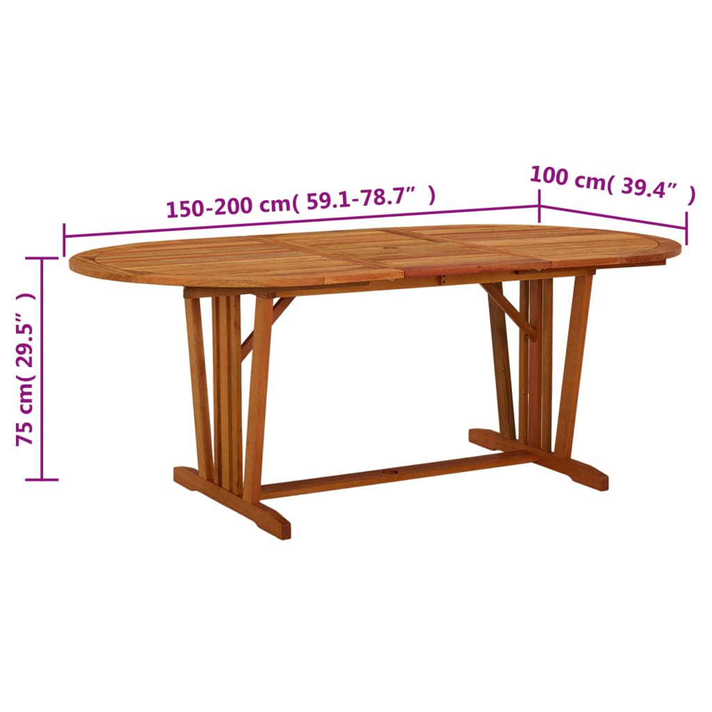 Mesa De Jardín Madera Maciza De Eucalipto 200X100X75 Cm