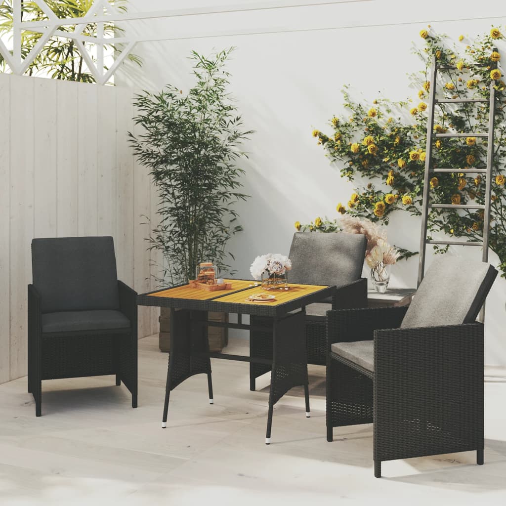 Mesa De Jardín Ratán Pe Y Acacia Maciza