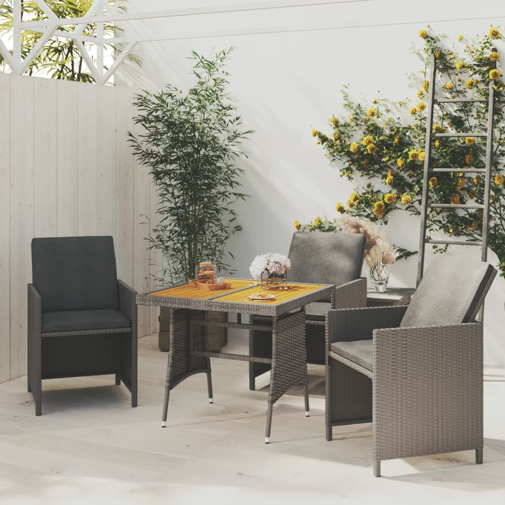 Mesa De Jardín Ratán Pe Y Acacia Maciza