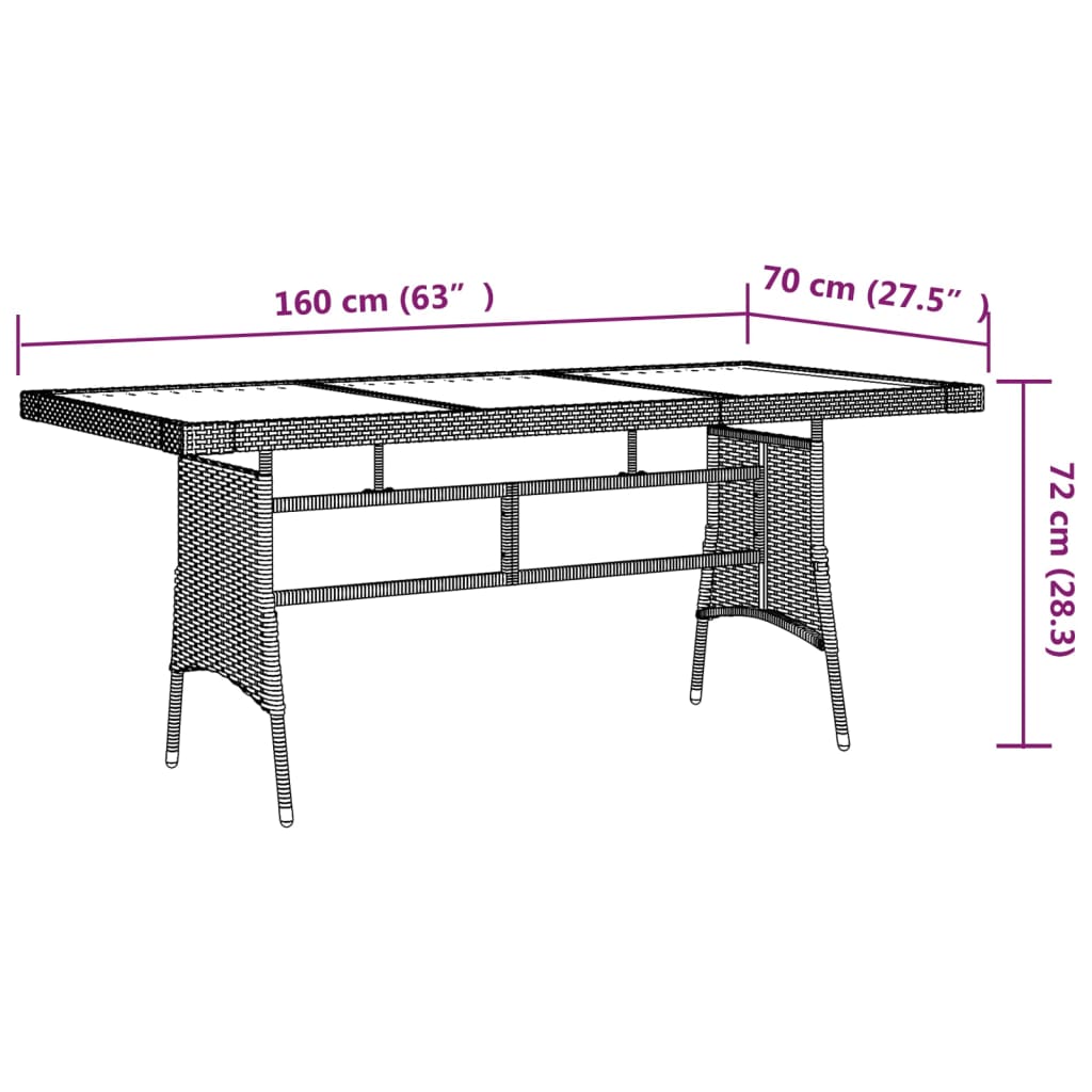 Mesa De Jardín Ratán Pe Y Acacia Maciza