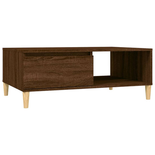 Mesa De Centro Madera De Ingeniería Roble Marrón 90X60X35 Cm