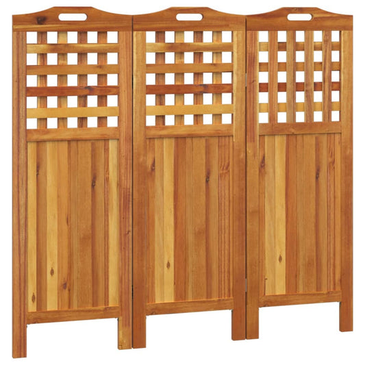 Biombo De 3 Paneles De Madera Maciza De Acacia 121,5X2X115 Cm