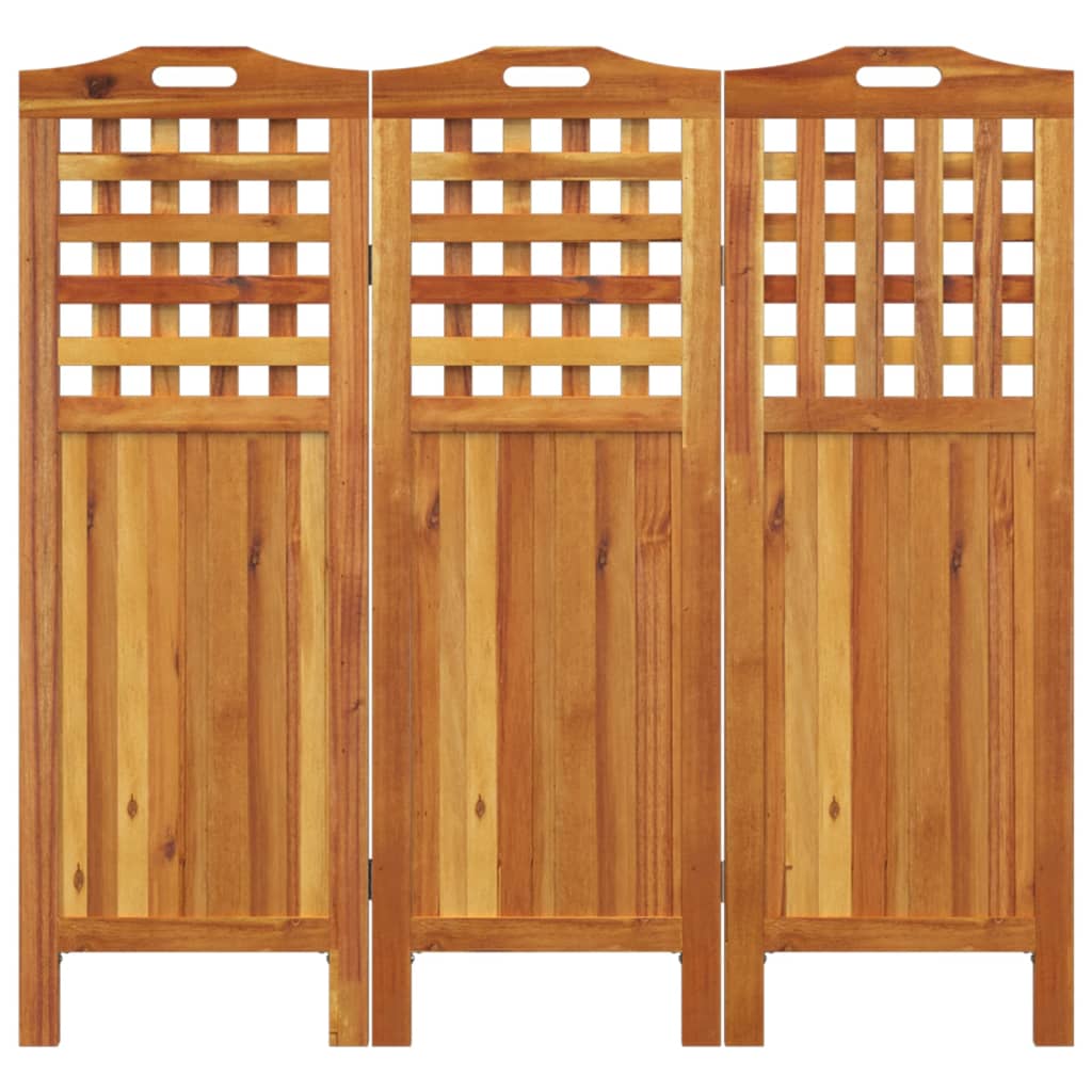 Biombo De 3 Paneles De Madera Maciza De Acacia 121,5X2X115 Cm