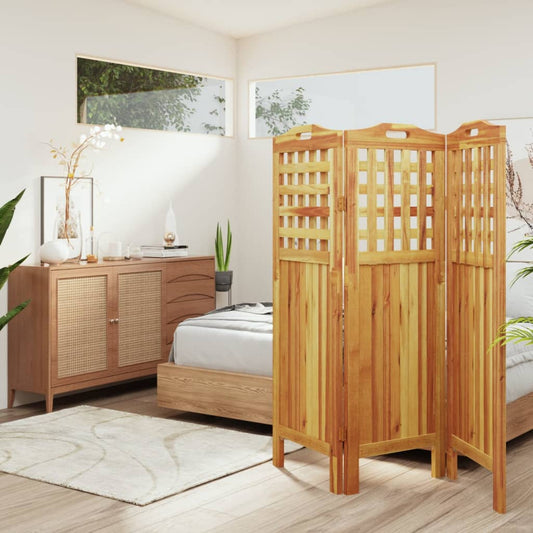 Biombo De 3 Paneles De Madera Maciza De Acacia 121,5X2X115 Cm