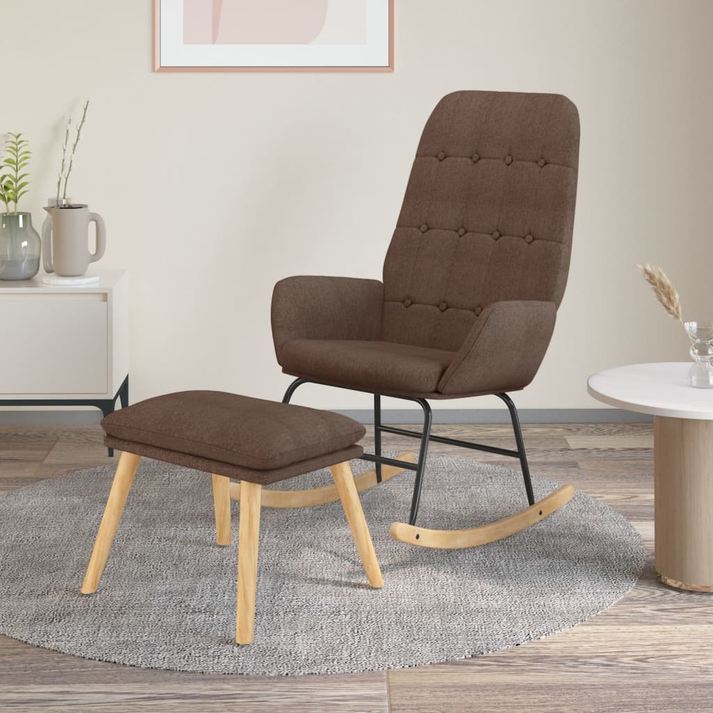 Silla Mecedora De Tela Gris Taupe