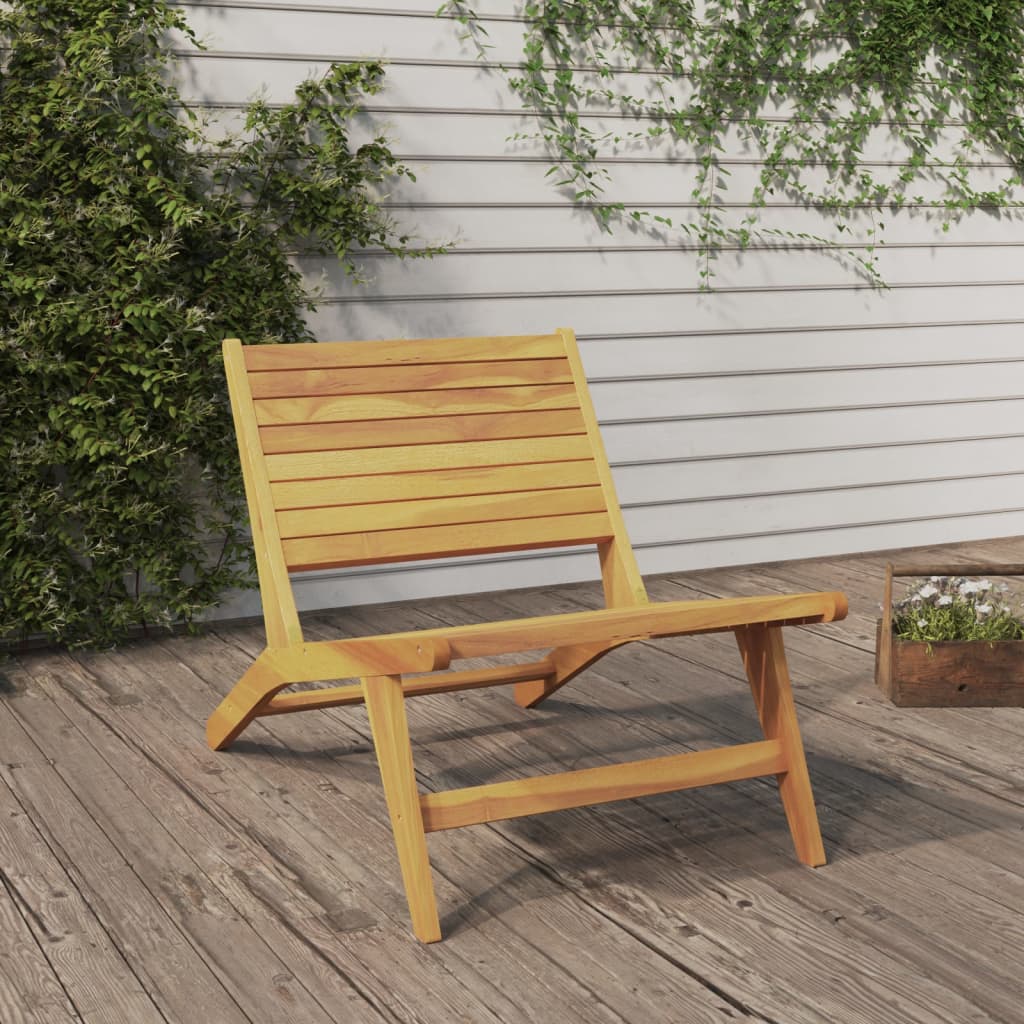 Silla De Jardín Madera Maciza Teca Y Poliéster