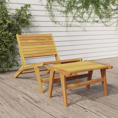 Silla De Jardín Madera Maciza Teca Y Poliéster