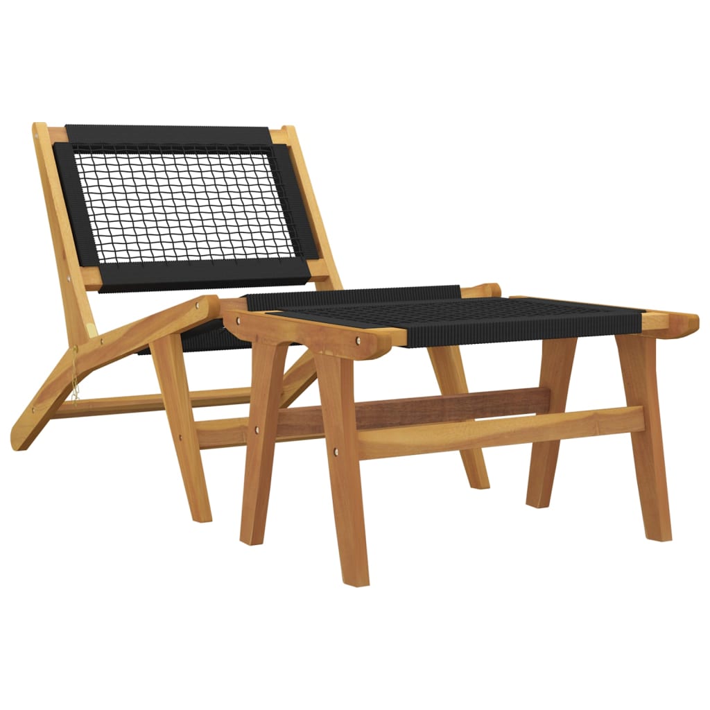 Silla De Jardín Madera Maciza Teca Y Poliéster