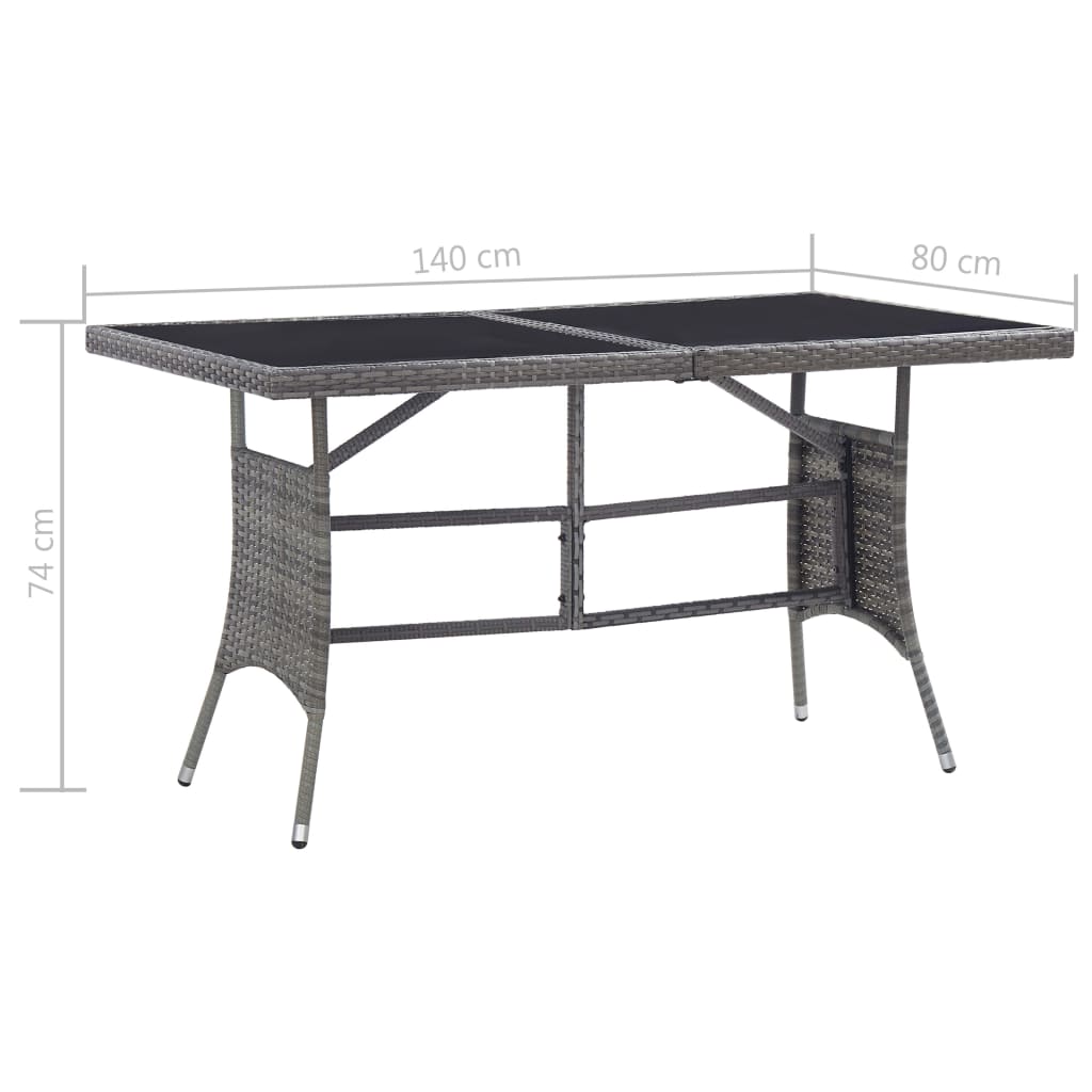 Mesa De Jardín Ratán Sintético Gris