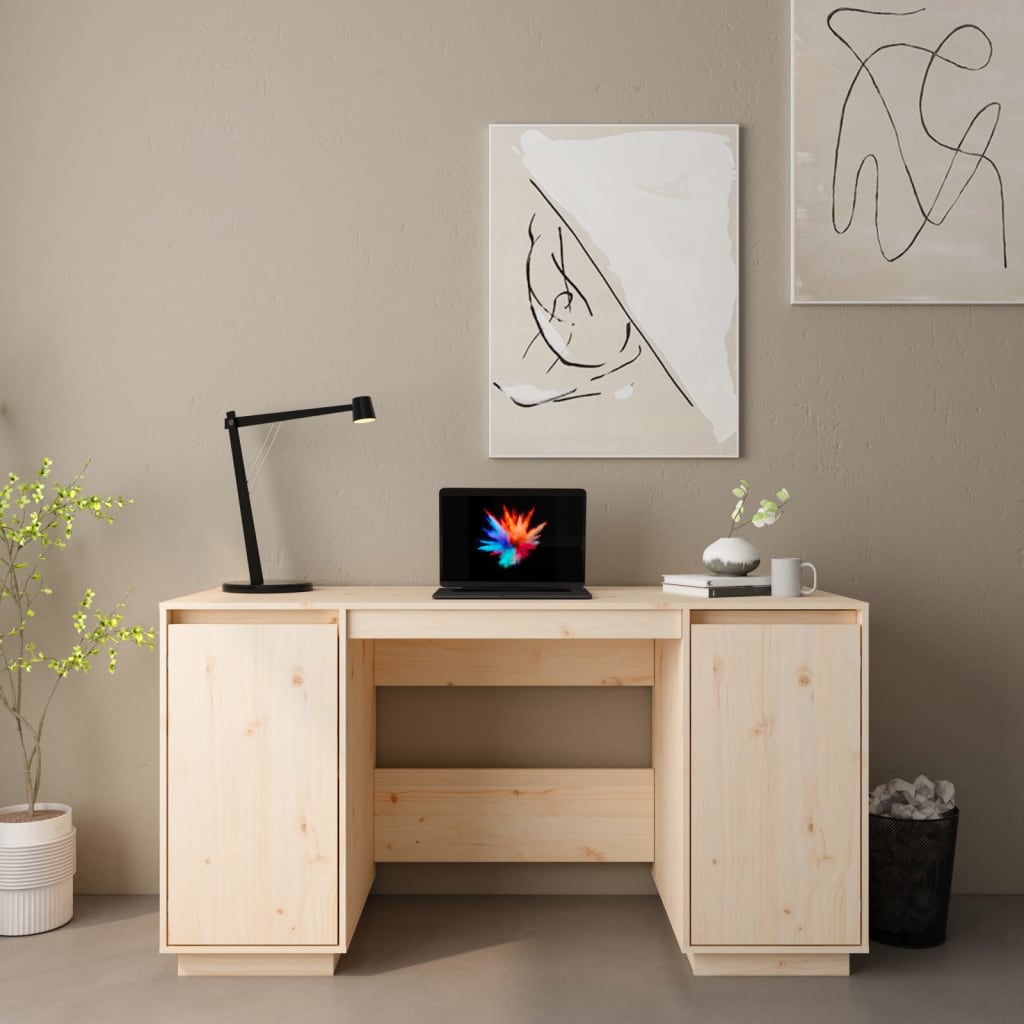 Escritorio Madera Maciza De Pino 140X50X75 Cm
