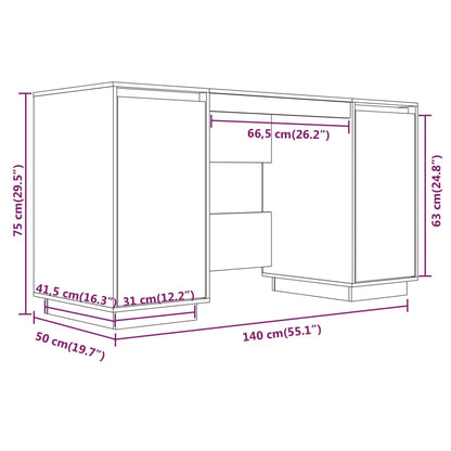 Escritorio Madera Maciza De Pino 140X50X75 Cm