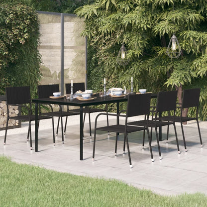 Mesa Comedor Jardín Acero Y Vidrio Templado Negro