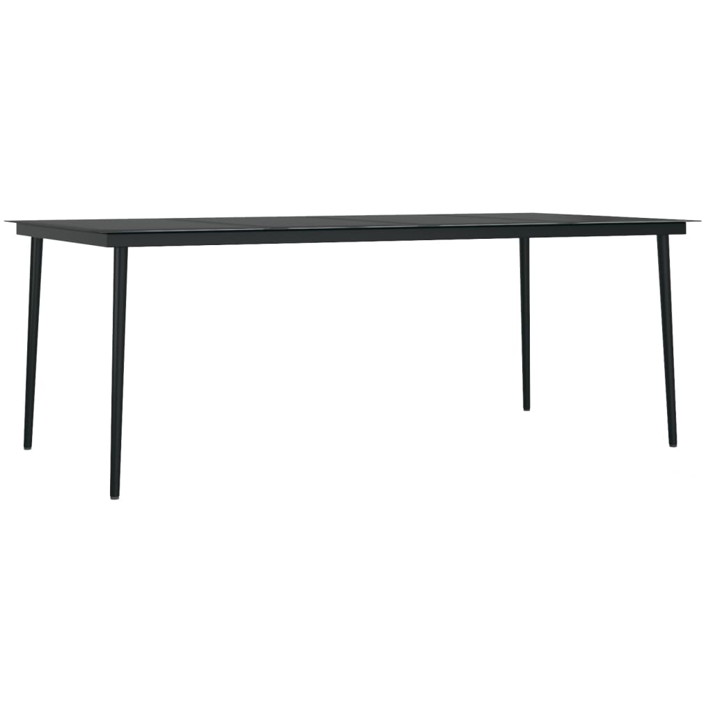 Mesa De Comedor Para Jardín Acero Y Vidrio Negro