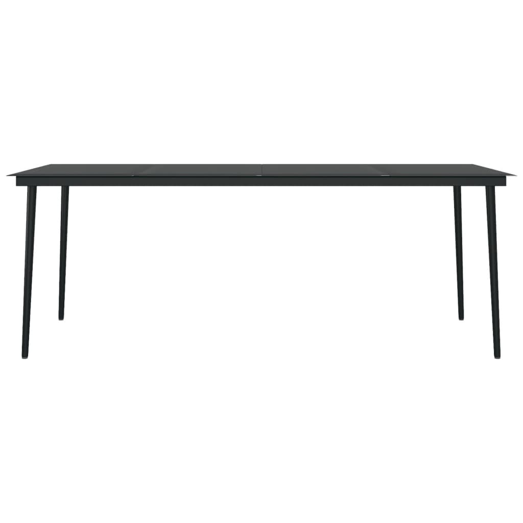 Mesa De Comedor Para Jardín Acero Y Vidrio Negro