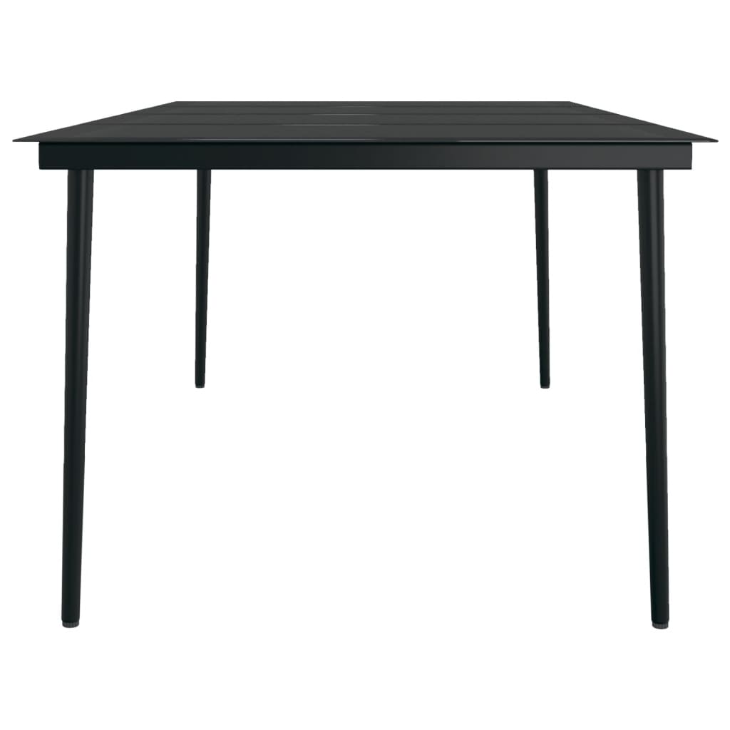 Mesa De Comedor Para Jardín Acero Y Vidrio Negro