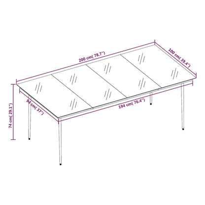 Mesa De Comedor Para Jardín Acero Y Vidrio Negro