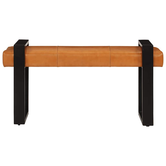 Banco Piel De Cabra Auténtica Negro Y Marrón 110 Cm