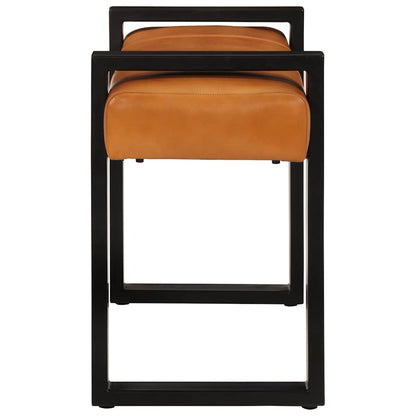 Banco Piel De Cabra Auténtica Negro Y Marrón 110 Cm