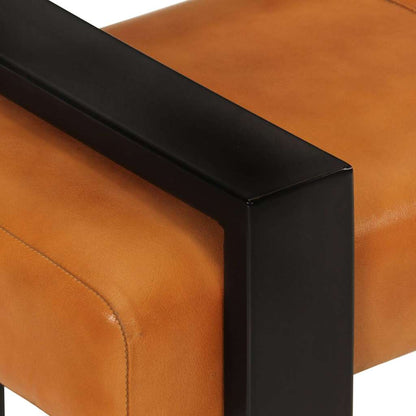 Banco Piel De Cabra Auténtica Negro Y Marrón 110 Cm