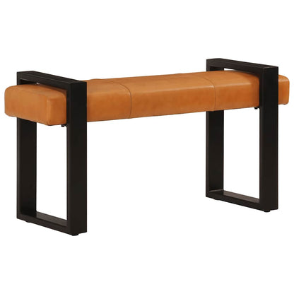 Banco Piel De Cabra Auténtica Negro Y Marrón 110 Cm
