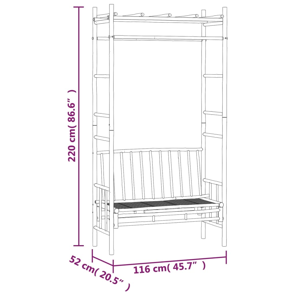 Banco De Jardín Con Pérgola Bambú 116 Cm