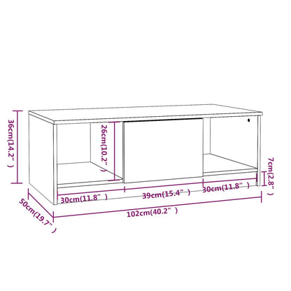 Mesa De Centro Madera De Ingeniería 102X50X36 Cm