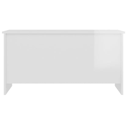 Mesa De Centro Madera Ingeniería Blanco Brillo 102X55,5X52,5 Cm