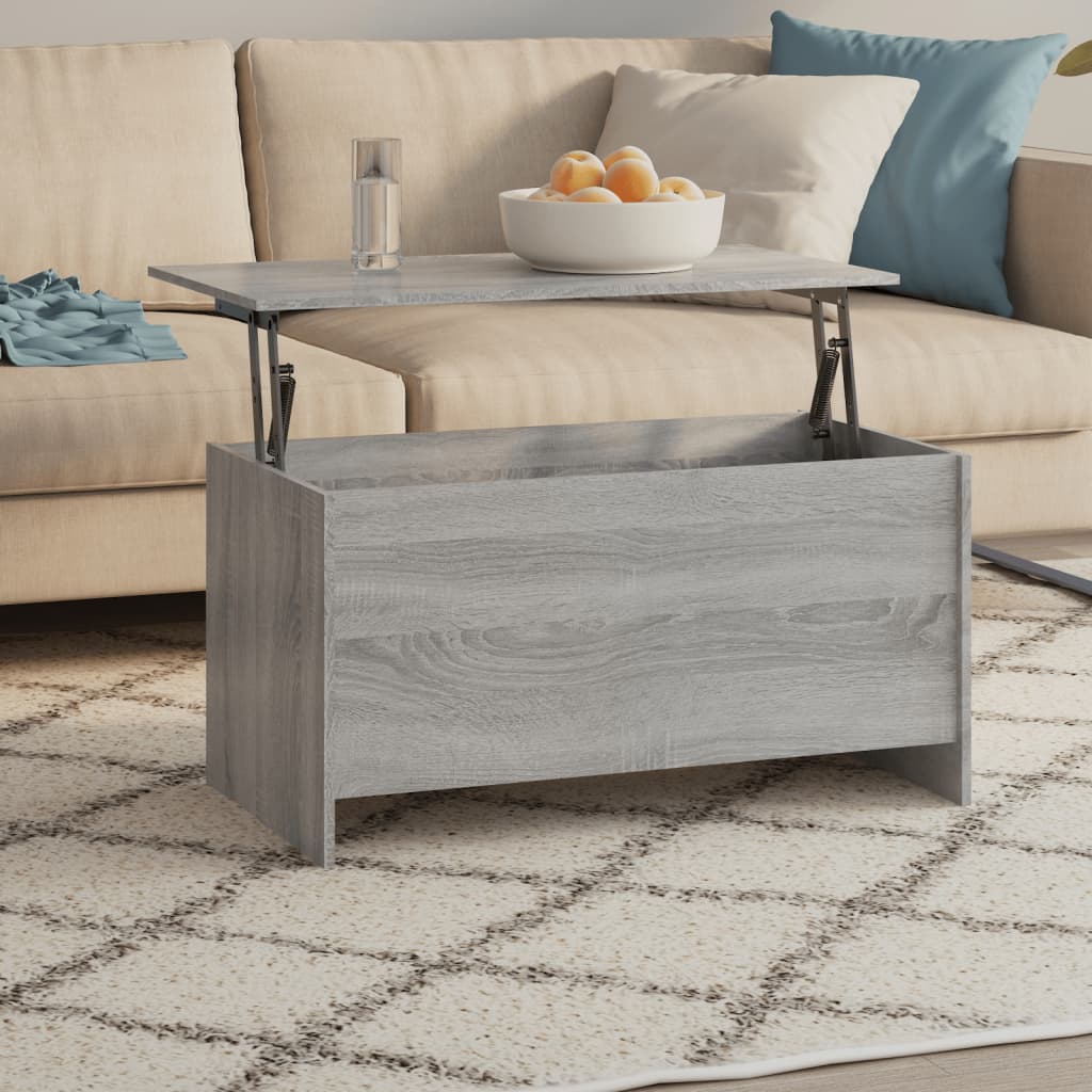 Mesa De Centro Madera Ingeniería Blanco Brillo 102X55,5X52,5 Cm