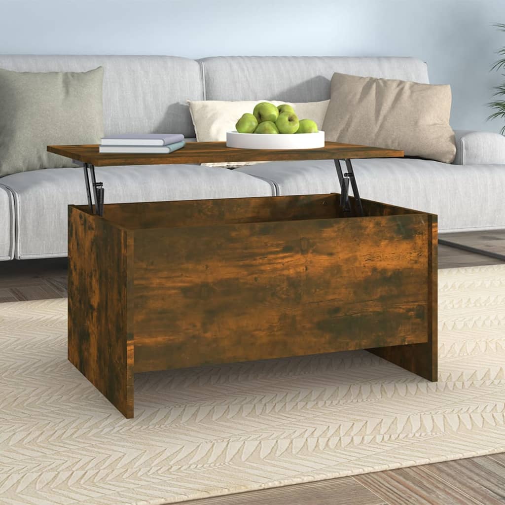 Mesa De Centro Madera Ingeniería Blanco Brillo 102X55,5X52,5 Cm