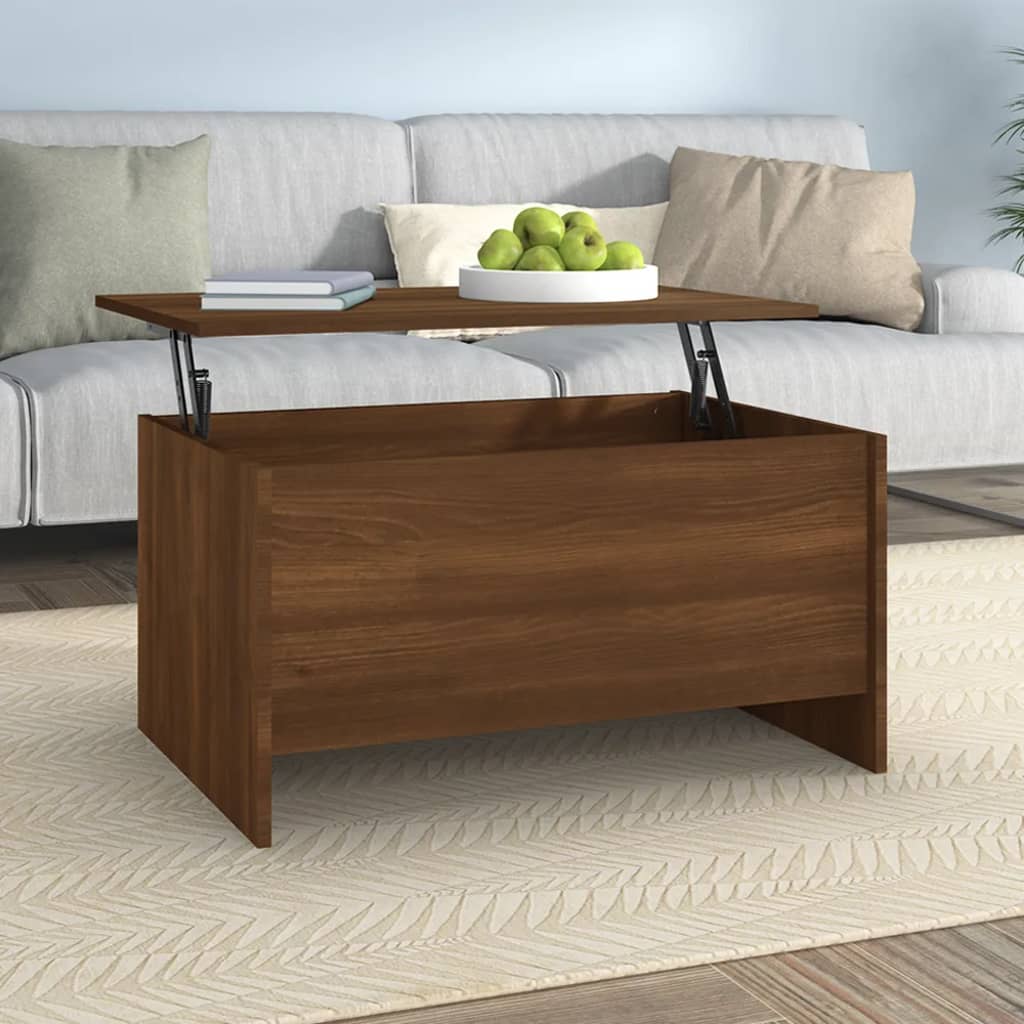 Mesa De Centro Madera Ingeniería Blanco Brillo 102X55,5X52,5 Cm