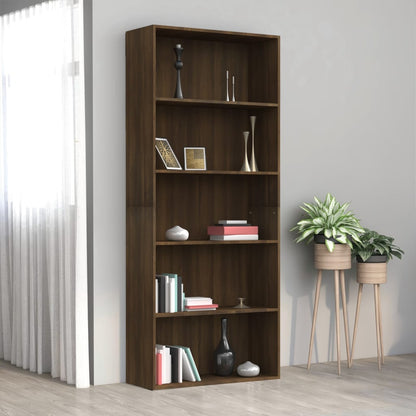 Estantería De 5 Niveles Madera Contrachapada Blanca 80X30X189Cm