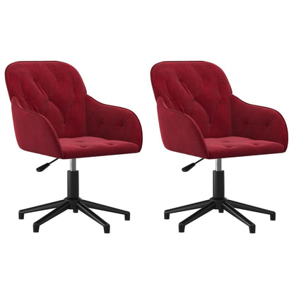 Sillas De Comedor Giratorias 2 Unidades Terciopelo Rojo Tinto