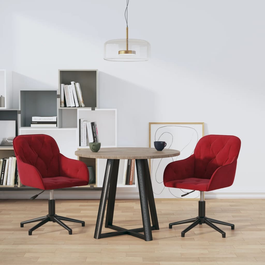 Sillas De Comedor Giratorias 2 Unidades Terciopelo Rojo Tinto