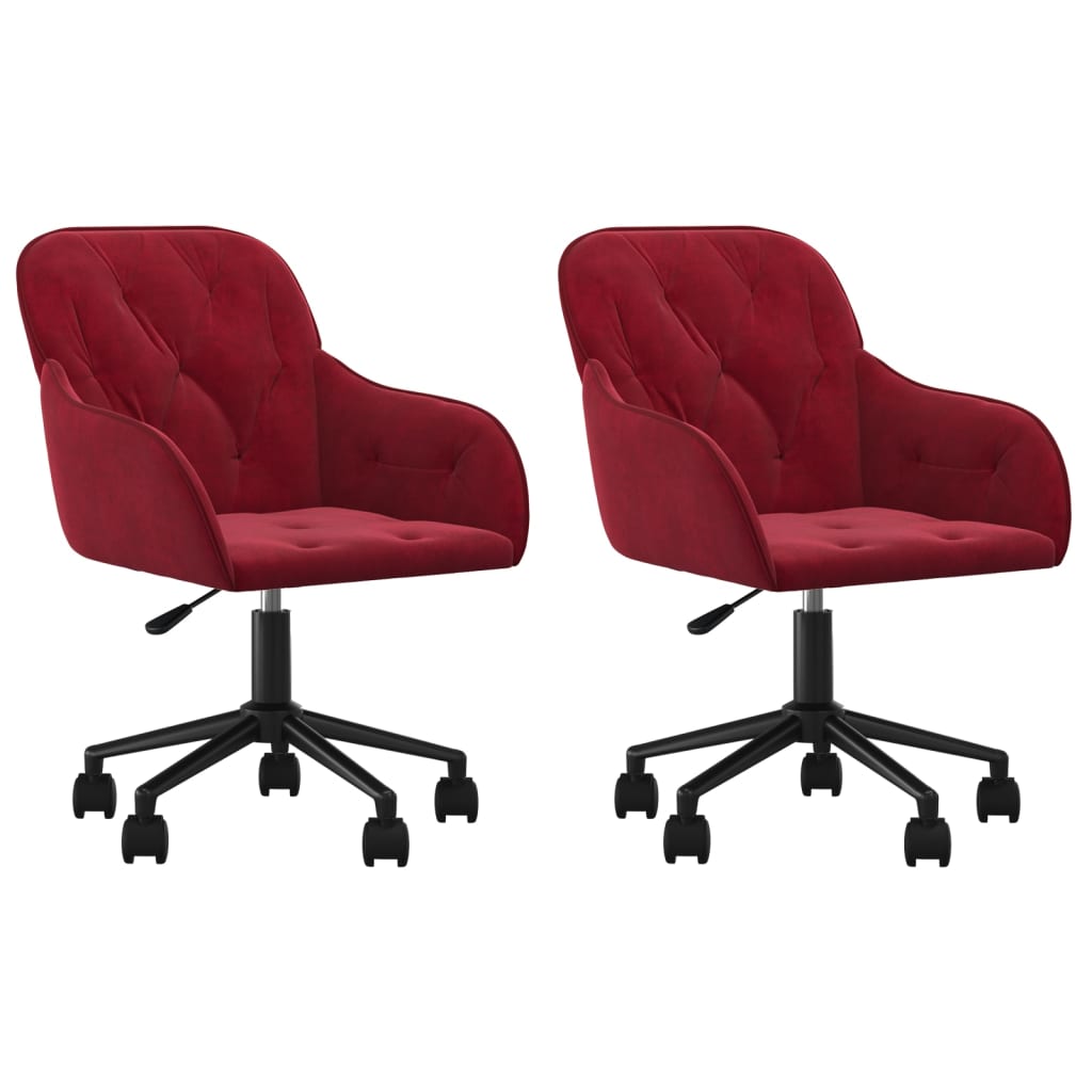 Sillas De Comedor Giratorias 2 Unidades Terciopelo Rojo Tinto